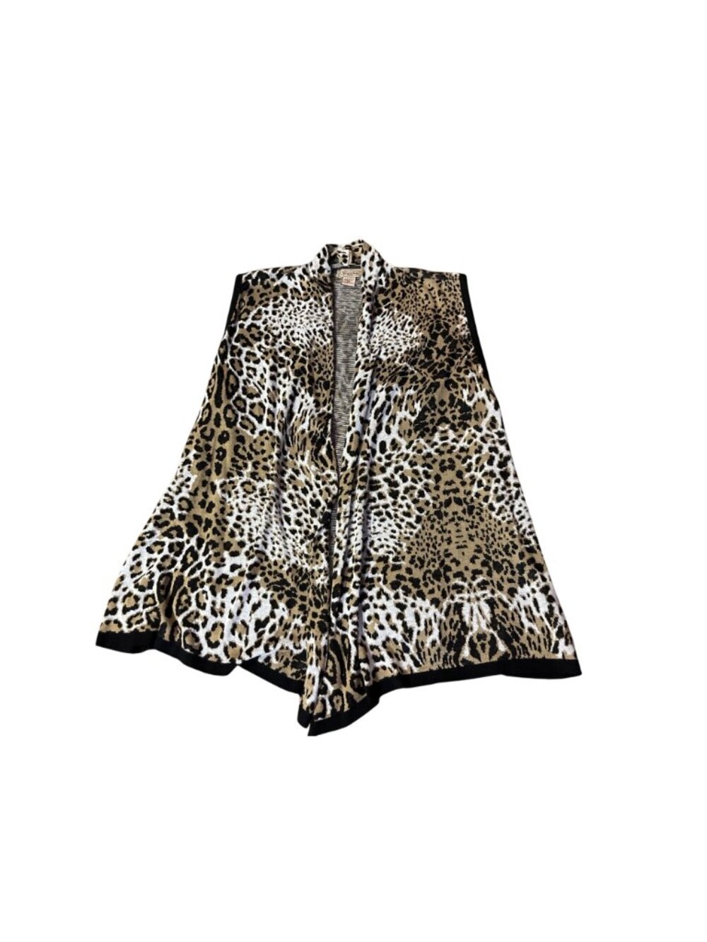 Art and Soul Leopard Print Open Front Lightweight Knit Cardigan Vest 2X Used USA - Picture 3 of 10